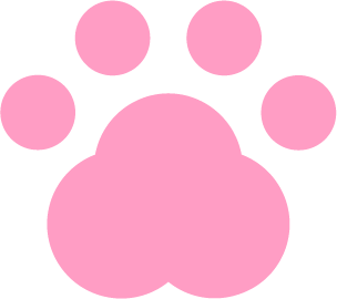 mmagine stilizzata di una zampa rosa su sfondo trasparente, composta da un grande cuscinetto centrale e quattro polpastrelli. Simbolo universale di amore e presenza degli animali domestici.